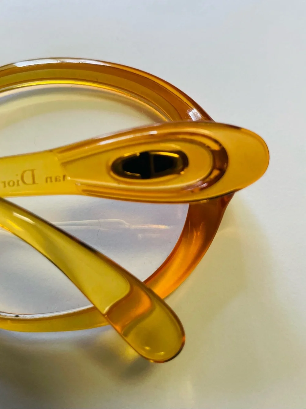 Vintage Dior Amber Yellow Oversized Round Women's Sunglasses